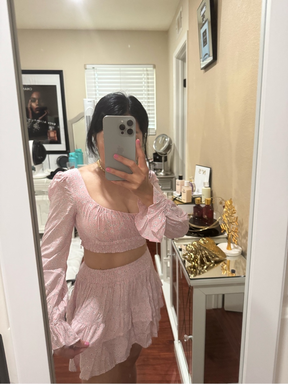 Princess Polly Pink Eyelet Smocked Crop Top